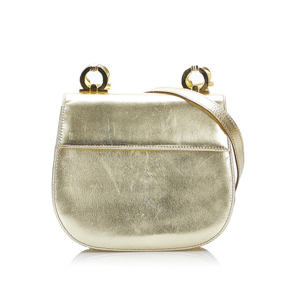 SALVATORE FERRAGAMO Gancini Shoulder Bag P213151 Gold Leather Ladies - Picture 1 of 8